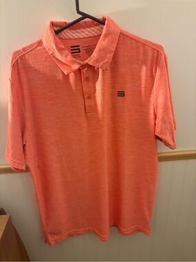 Three Sixty Six 366 Mens Large Golf Polo Coral Orange Stretch Performance Shirt